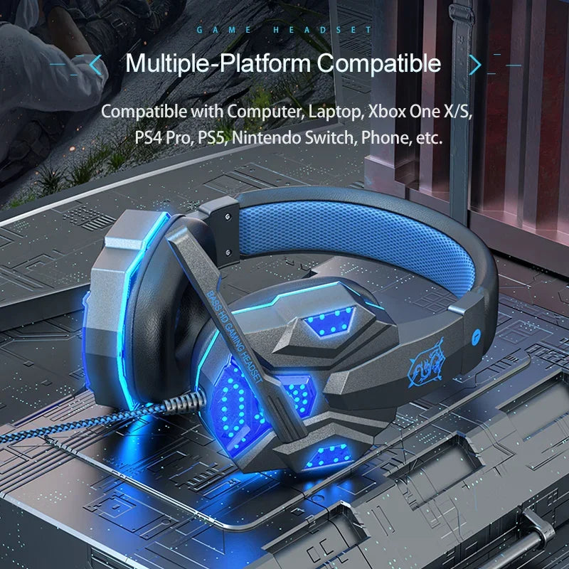 HOMEFISH RGB Gaming Headset with Noise-Cancelling Mic – Wired, Lightweight, for PC, PS5, Xbox & Switch