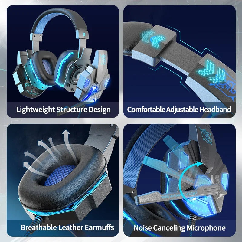 HOMEFISH RGB Gaming Headset with Noise-Cancelling Mic – Wired, Lightweight, for PC, PS5, Xbox & Switch