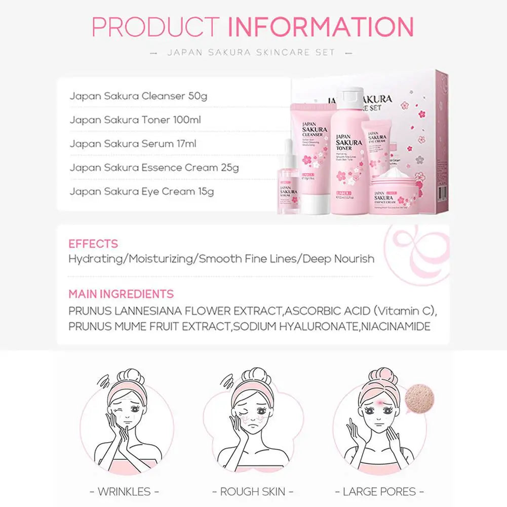 LAIKOU Sakura Skin Care Set — 3-Piece or 5-Piece Cherry Blossom Gift Set