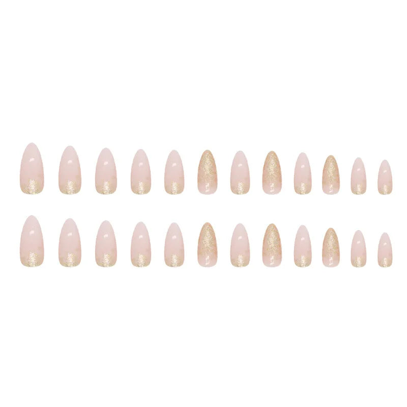 24 pieces of ins-style long press-on nails (teardrop shape), paired with 1 piece of jelly glue and 1 nail file