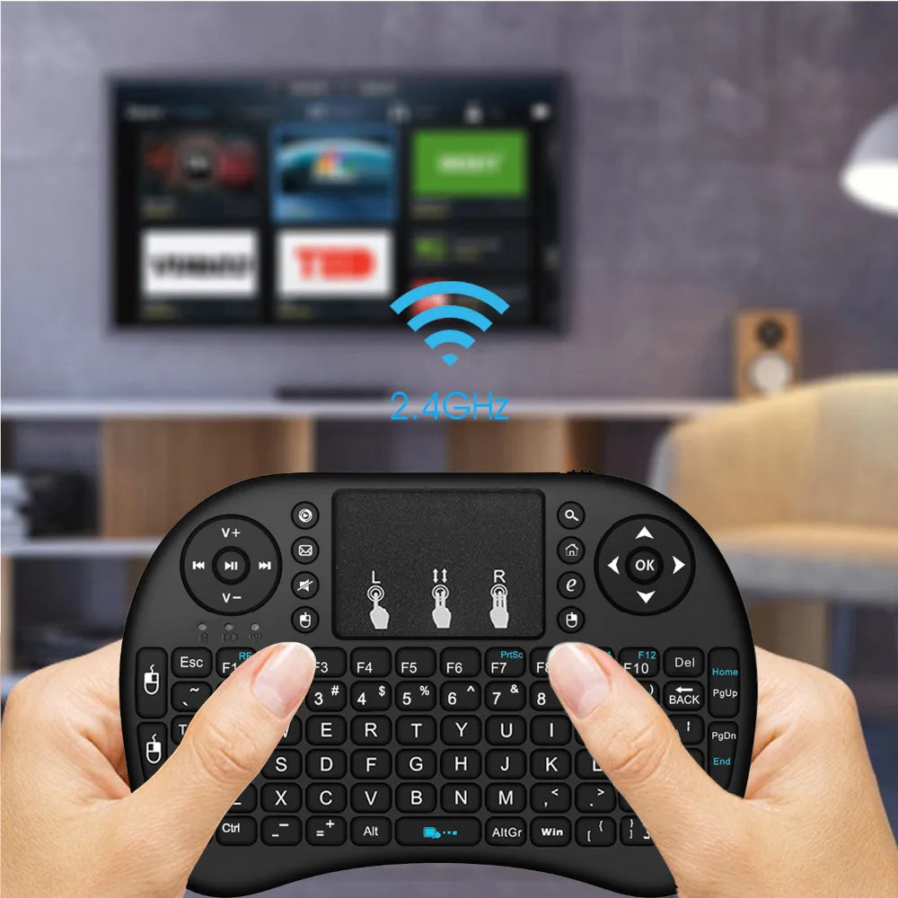 Mini Wireless Keyboard with Touchpad & RGB Backlight – 2.4GHz, Multi-Language