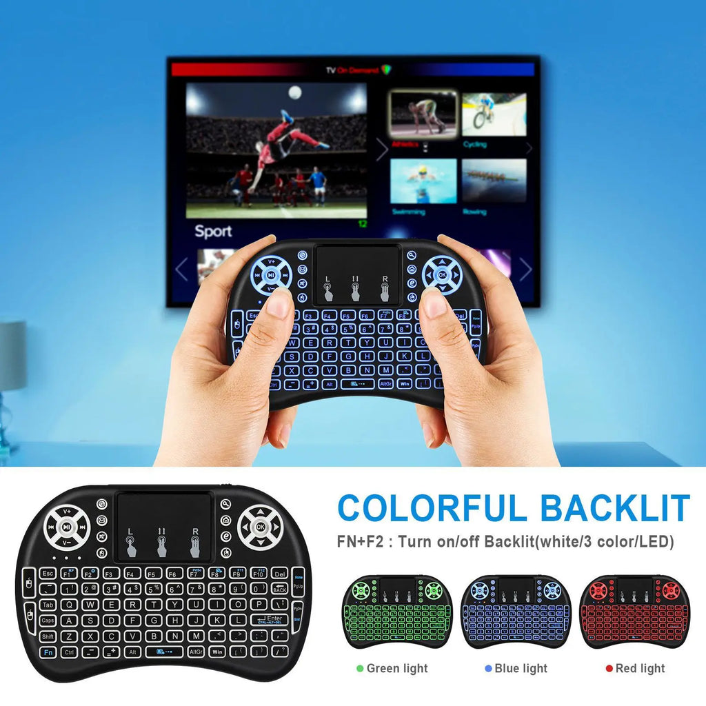 Mini Wireless Keyboard with Touchpad & RGB Backlight – 2.4GHz, Multi-Language