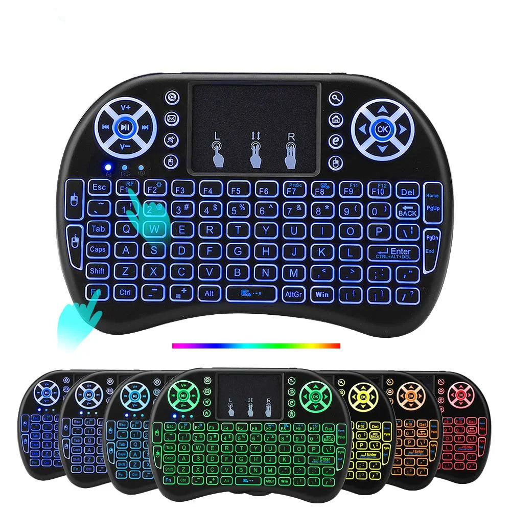 Mini Wireless Keyboard with Touchpad & RGB Backlight – 2.4GHz, Multi-Language