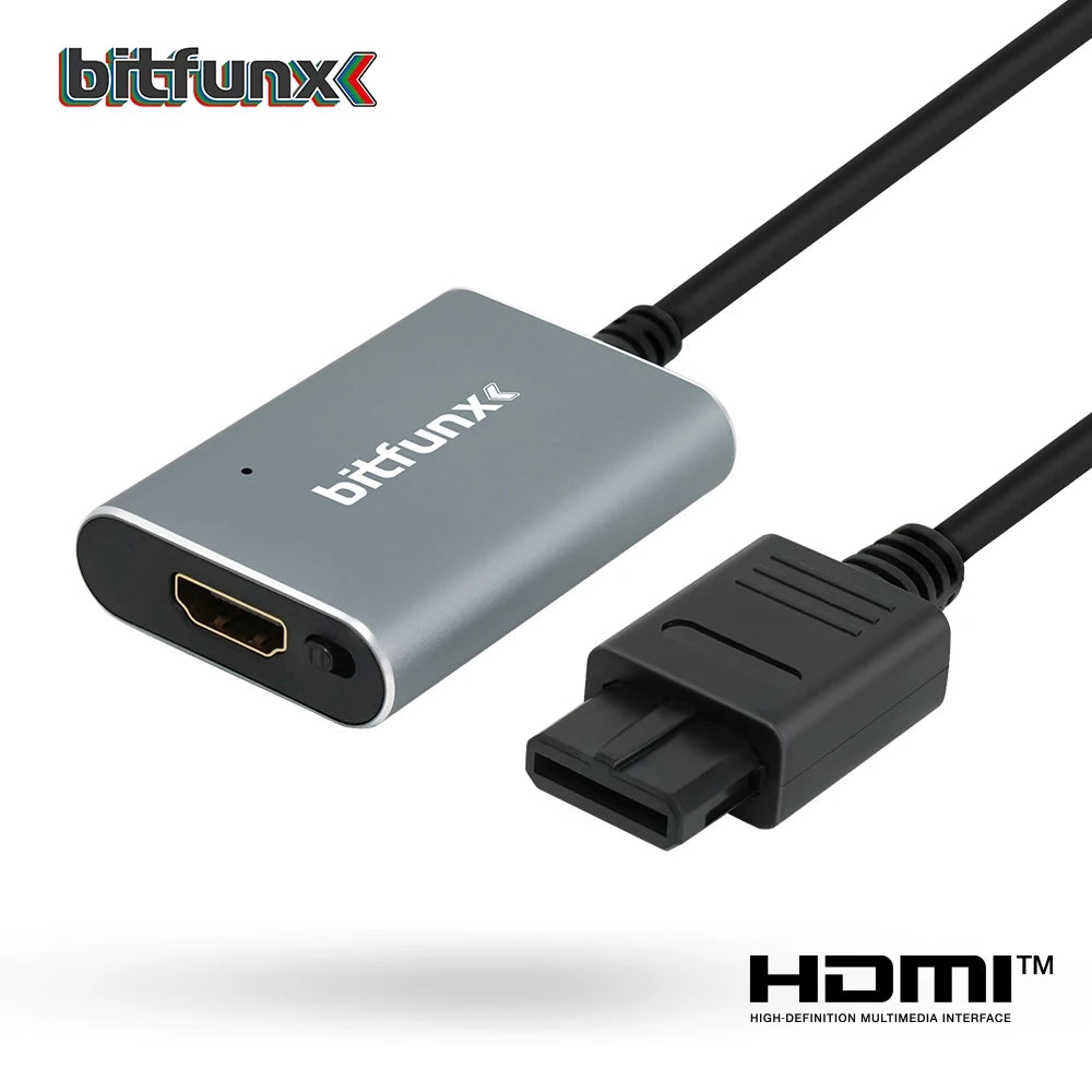 Bitfunx HDMI Adapter for N64, SNES, GameCube – 720P Plug & Play Converter