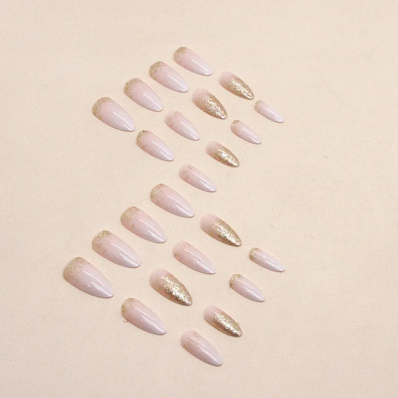 24 pieces of ins-style long press-on nails (teardrop shape), paired with 1 piece of jelly glue and 1 nail file