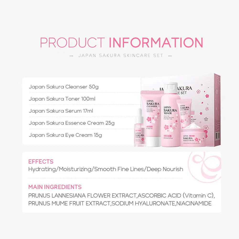 LAIKOU Sakura Skin Care Set — 3-Piece or 5-Piece Cherry Blossom Gift Set