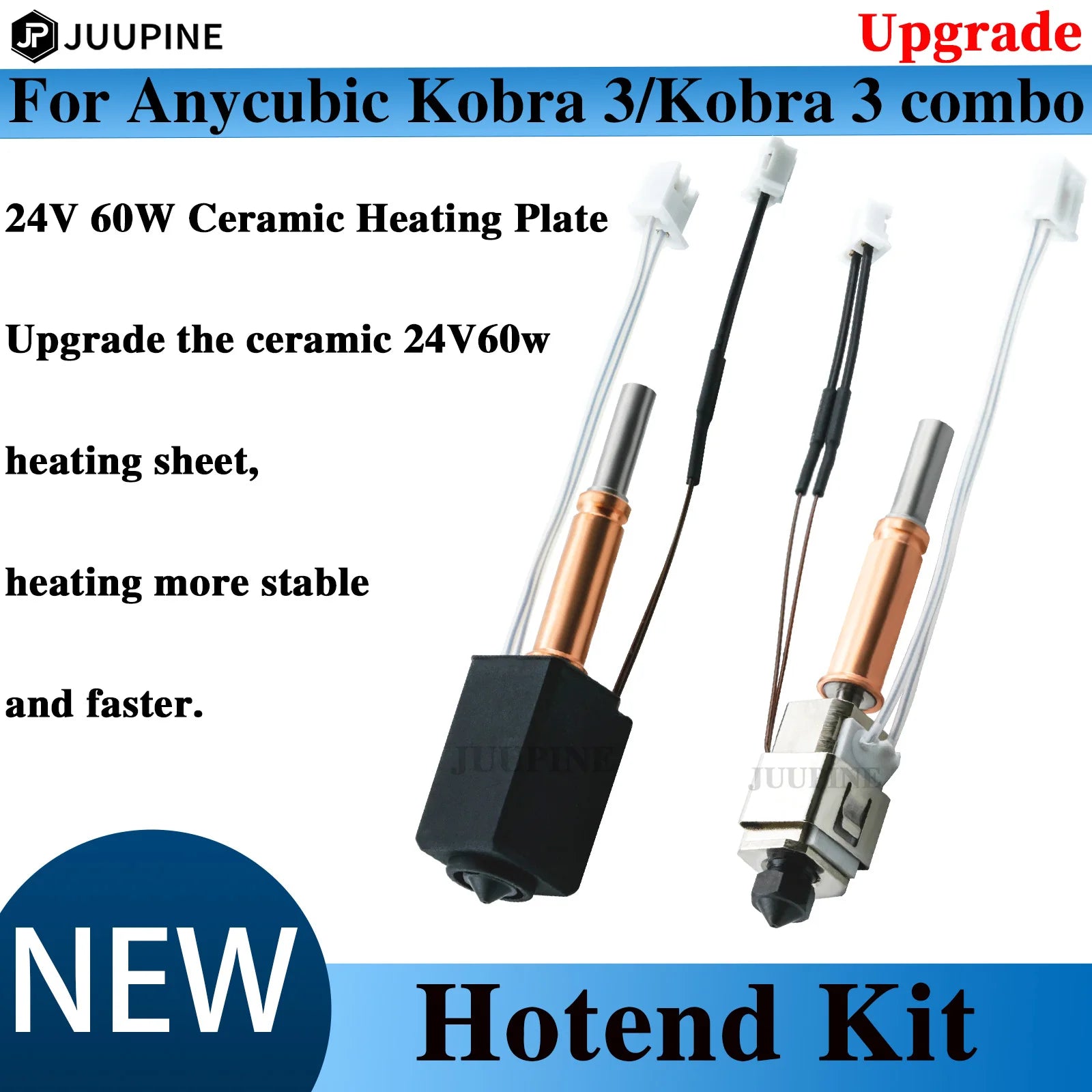 Anycubic Kobra 3 / Kobra 3 Combo Upgrade Hotend Kit – Hardened Steel Nozzle Printhead Extruder