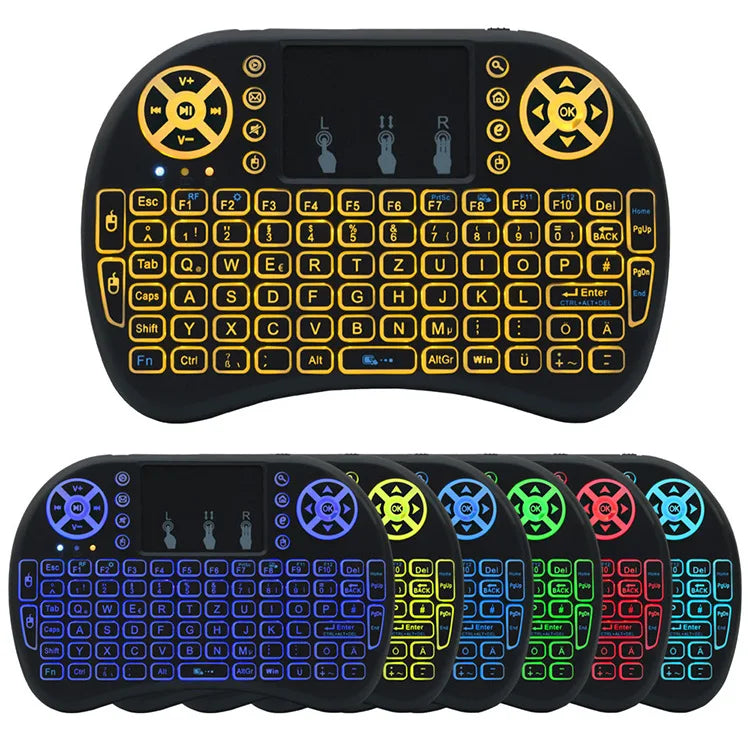 Mini Wireless Keyboard with Touchpad & RGB Backlight – 2.4GHz, Multi-Language