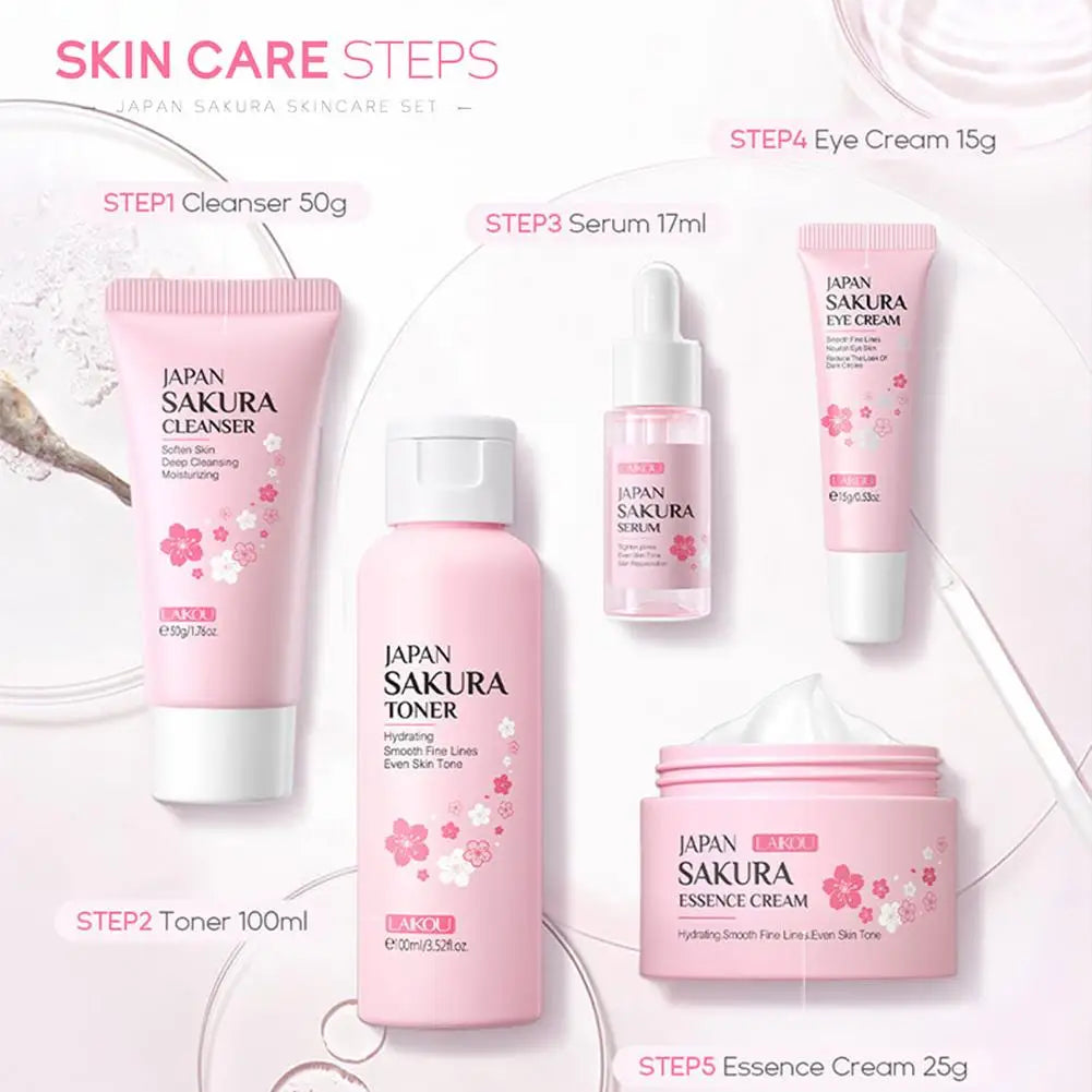 LAIKOU Sakura Skin Care Set — 3-Piece or 5-Piece Cherry Blossom Gift Set