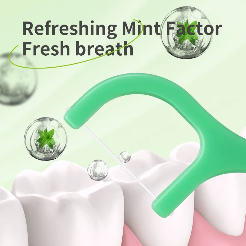 300PCS Mint Floss Sticks, Tooth Gap Brushes - Bagged Dental Hygiene Products - Essential Cleaning Tools for Home, Outdoor,Traver
