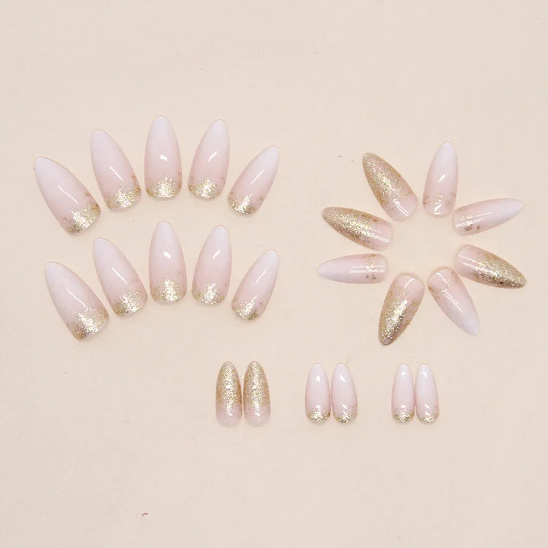 24 pieces of ins-style long press-on nails (teardrop shape), paired with 1 piece of jelly glue and 1 nail file