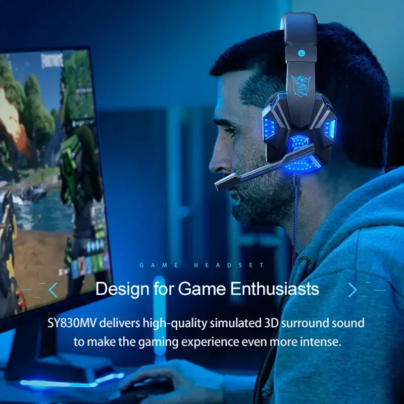 HOMEFISH RGB Gaming Headset with Noise-Cancelling Mic – Wired, Lightweight, for PC, PS5, Xbox & Switch