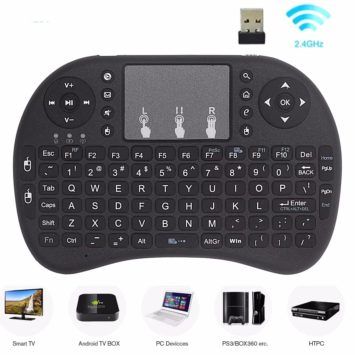 Mini Wireless Keyboard with Touchpad & RGB Backlight – 2.4GHz, Multi-Language