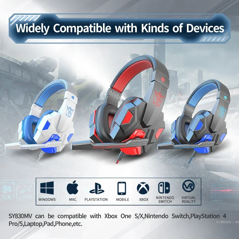 HOMEFISH RGB Gaming Headset with Noise-Cancelling Mic – Wired, Lightweight, for PC, PS5, Xbox & Switch