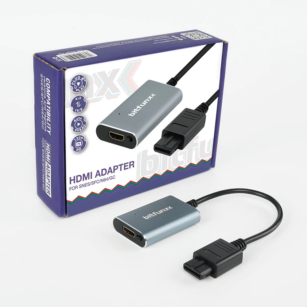 Bitfunx HDMI Adapter for N64, SNES, GameCube – 720P Plug & Play Converter