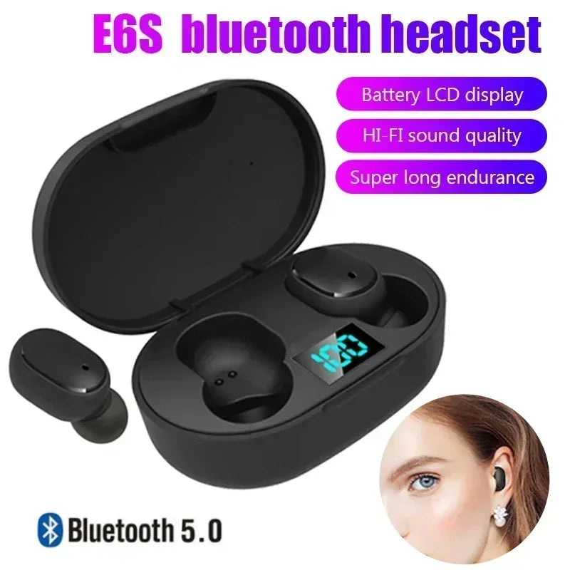 E6S TWS Bluetooth Earbuds – Noise Cancelling, Built-In Mic, Charging Case