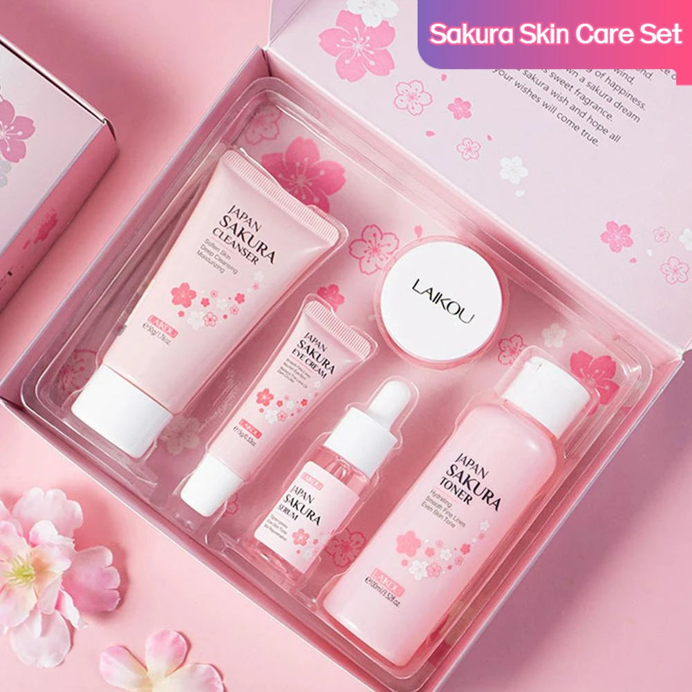 LAIKOU Sakura Skin Care Set — 3-Piece or 5-Piece Cherry Blossom Gift Set