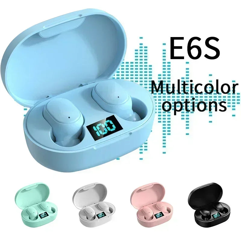 E6S TWS Bluetooth Earbuds – Noise Cancelling, Built-In Mic, Charging Case