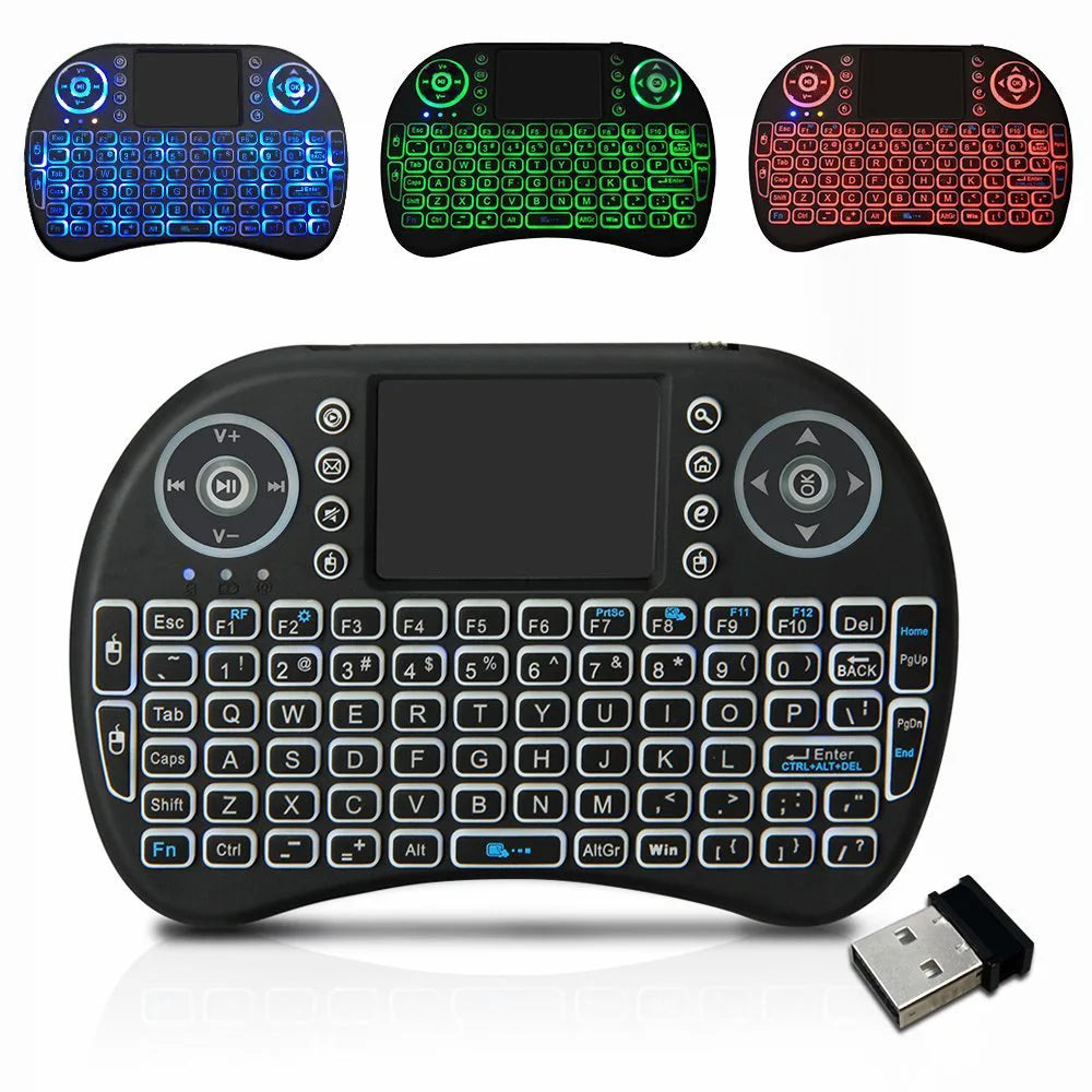 Mini Wireless Keyboard with Touchpad & RGB Backlight – 2.4GHz, Multi-Language