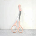 Pink Eyebrow Trimming Scissors with Built-In Comb — Stainless Steel Precision Grooming Tool